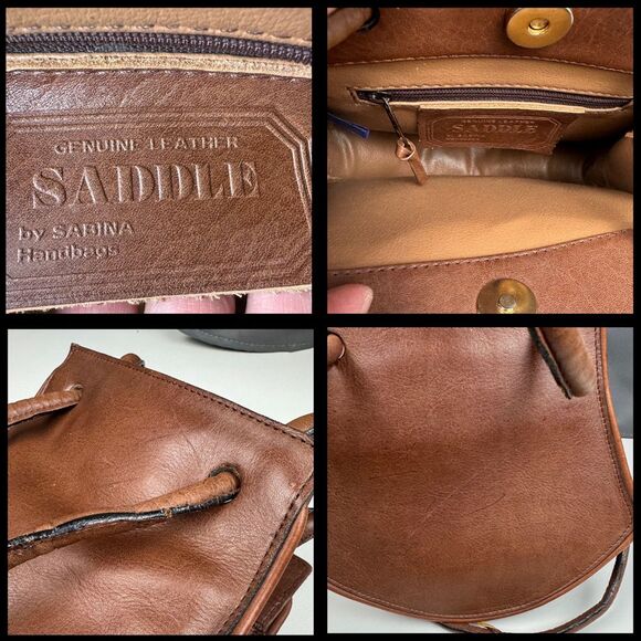 Saddle By Sabina Women’s Shoulder Bag Genuine Leather Brown Vintage Western Boho - Picture 9 of 10